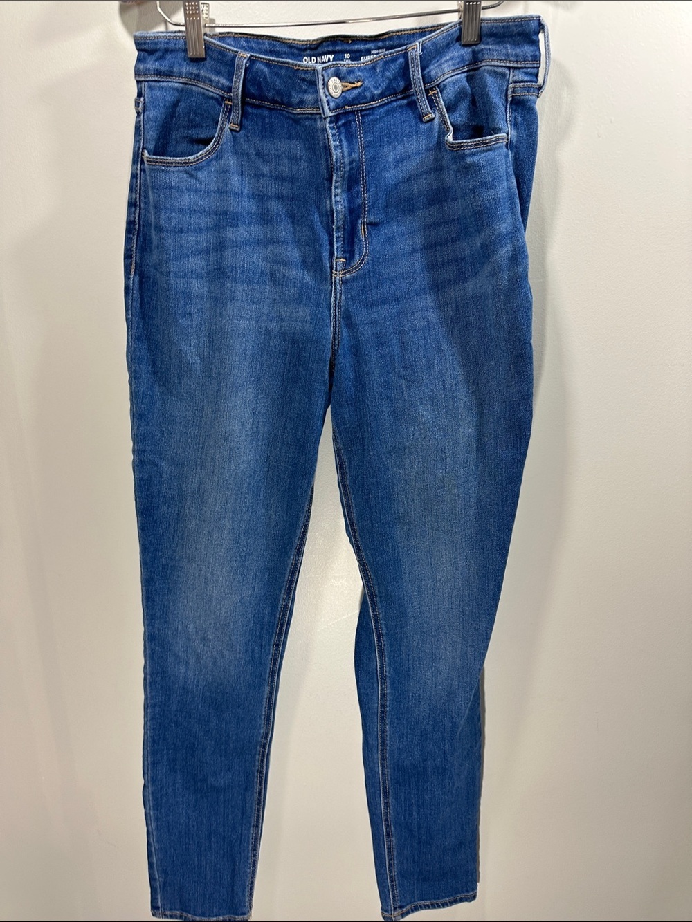 Old Navy Women's Dark Blue High-Rise Super Skinny Jeans 10 Tall